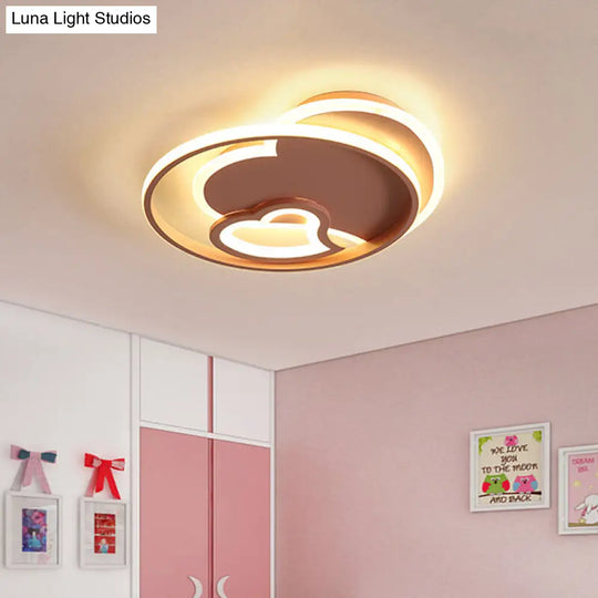 Modern Acrylic Heart Flushmount: White/Black/Pink Led Ceiling Fixture For Bedroom