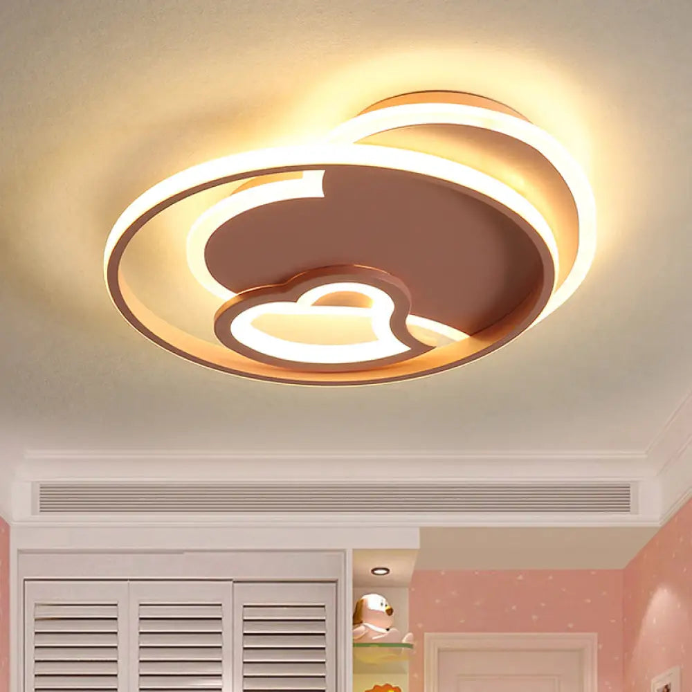 Modern Acrylic Heart Flushmount: White/Black/Pink Led Ceiling Fixture For Bedroom Pink