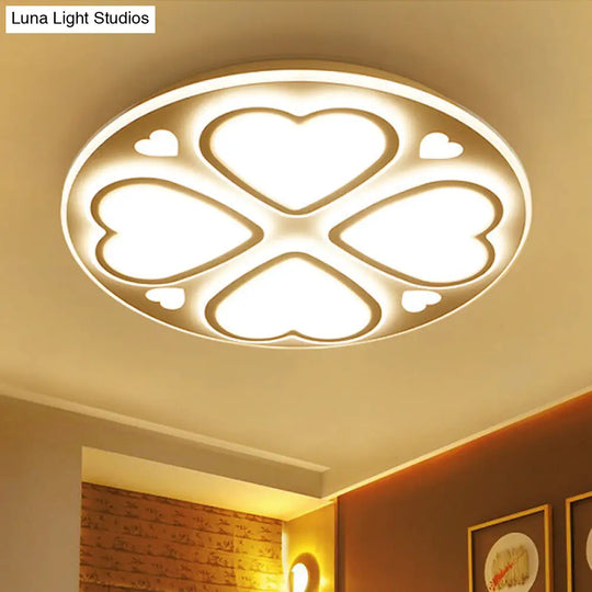 Modern Acrylic Heart Petal Ceiling Light - Stylish Flush Mount In White For Bathroom / Warm