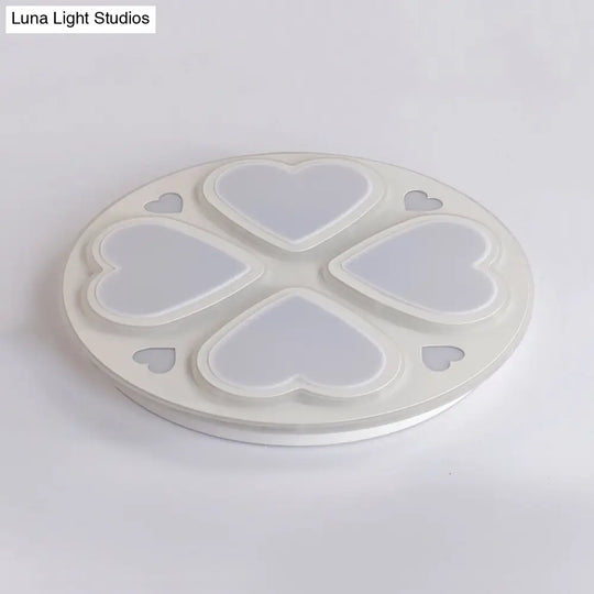 Modern Acrylic Heart Petal Ceiling Light - Stylish Flush Mount In White For Bathroom