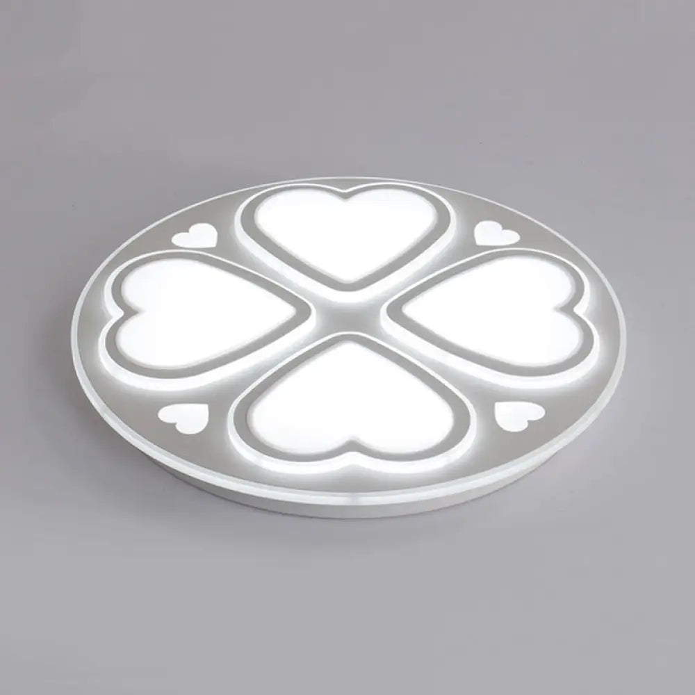 Modern Acrylic Heart Petal Ceiling Light - Stylish Flush Mount In White For Bathroom /