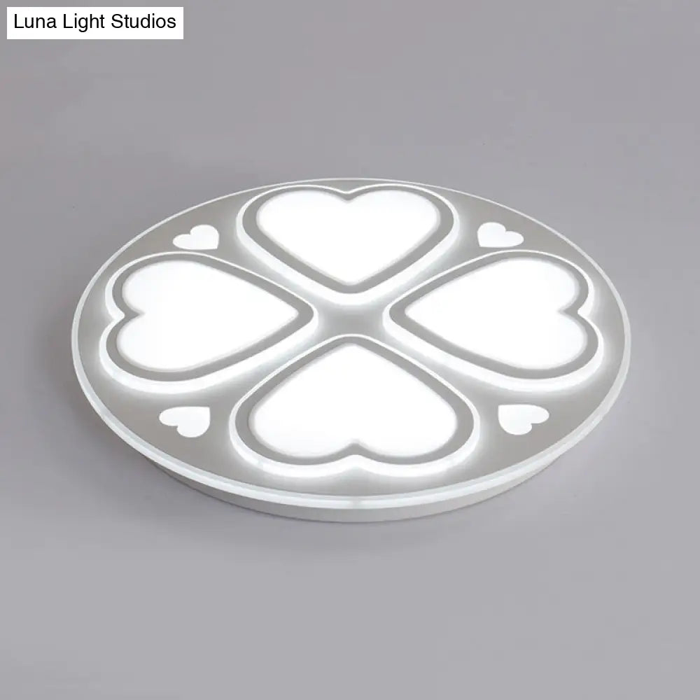 Modern Acrylic Heart Petal Ceiling Light - Stylish Flush Mount In White For Bathroom /