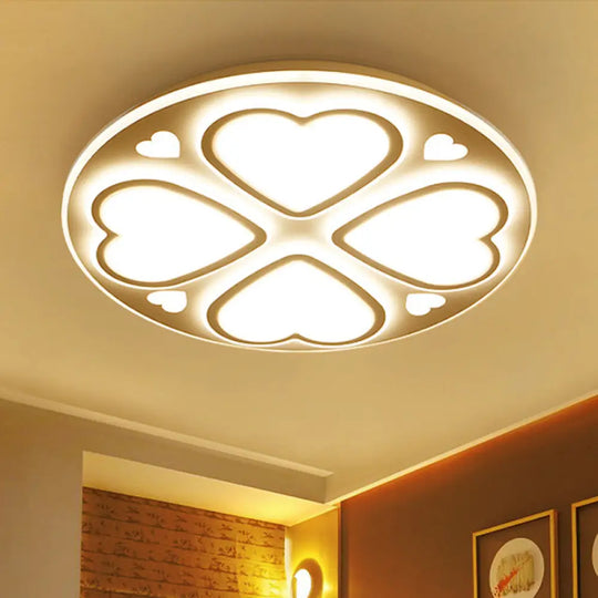 Modern Acrylic Heart Petal Ceiling Light - Stylish Flush Mount In White For Bathroom / Warm