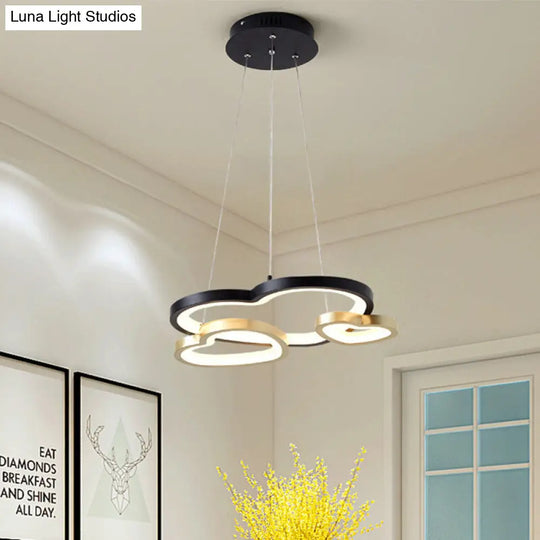 Modern Led Heart-Shaped Chandelier Pendant Light - Black & Gold