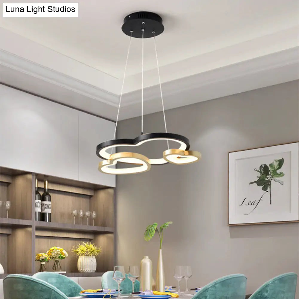 Modern Led Heart-Shaped Chandelier Pendant Light - Black & Gold