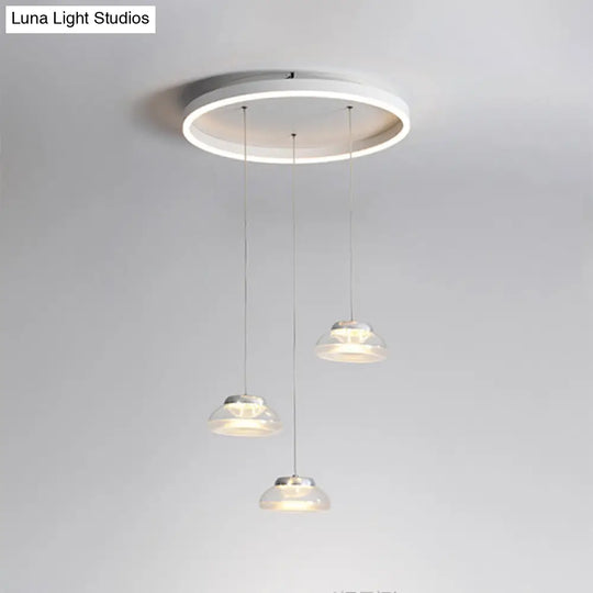 Modern Acrylic Jar Shaped Multi Ceiling Light With 3 White Led Heads