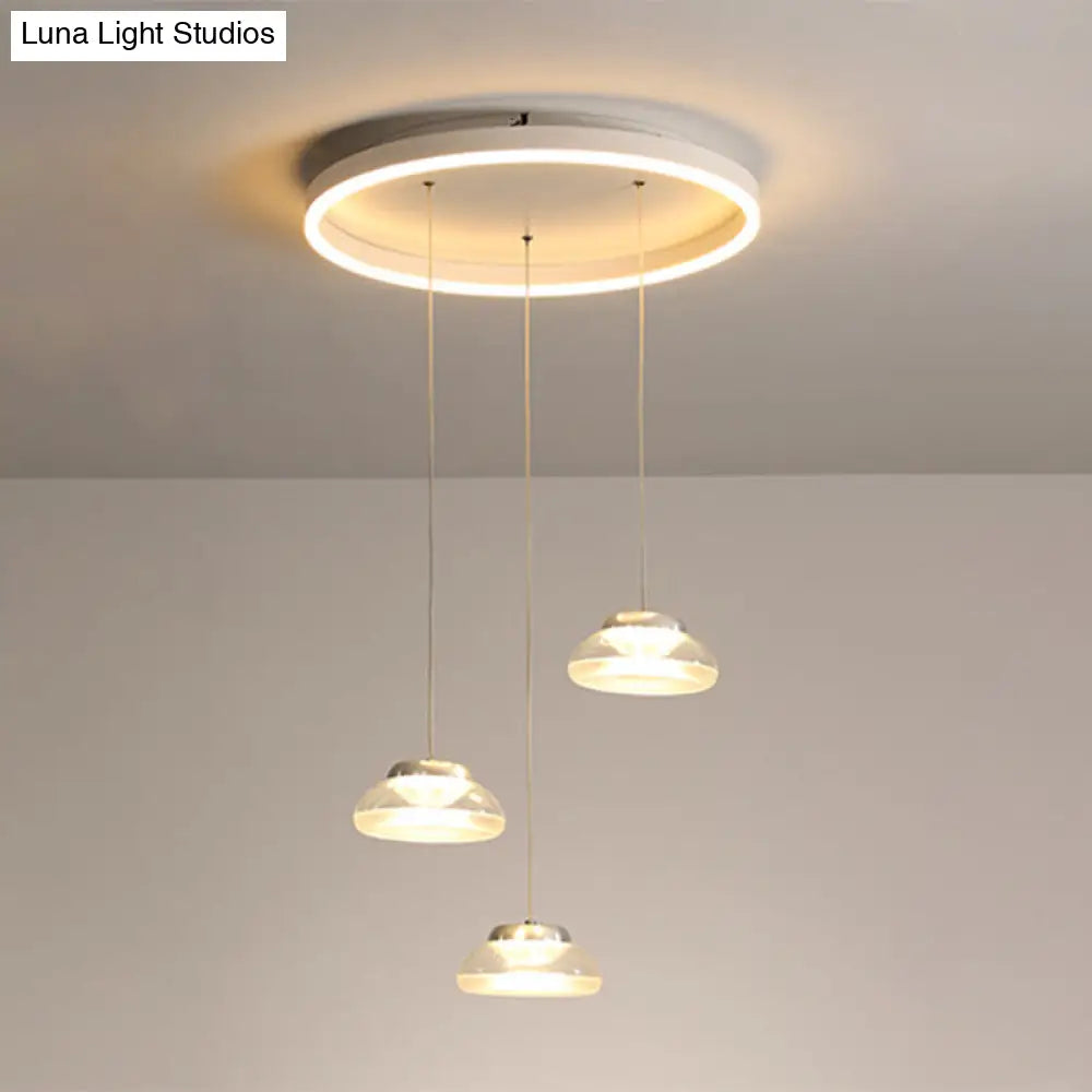 Modern Acrylic Multi Ceiling Light With 3 Led Pendant Heads - White/Warm White /