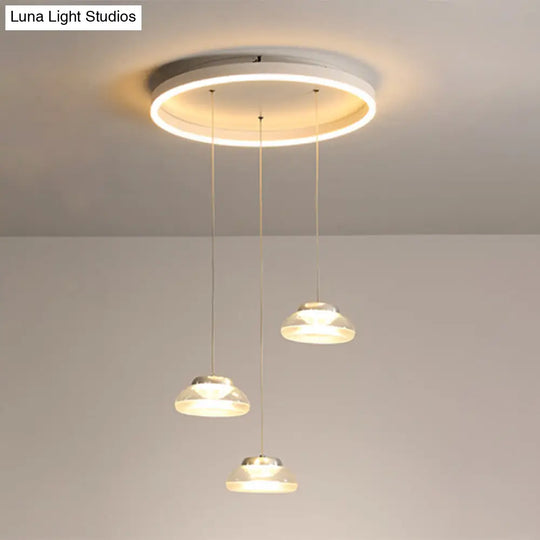 Modern Acrylic Multi Ceiling Light With 3 Led Pendant Heads - White/Warm White /