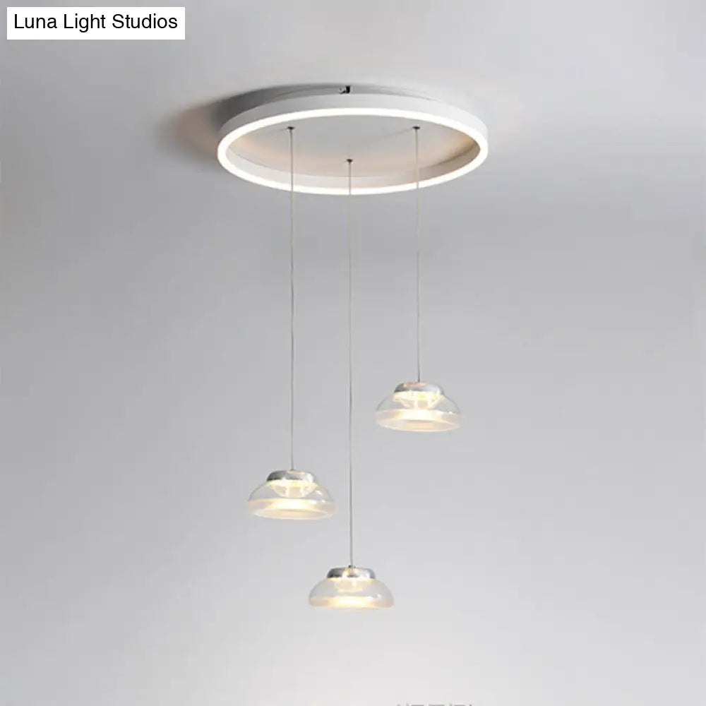 Modern Acrylic Multi Ceiling Light With 3 Led Pendant Heads - White/Warm