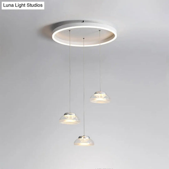 Modern Acrylic Multi Ceiling Light With 3 Led Pendant Heads - White/Warm