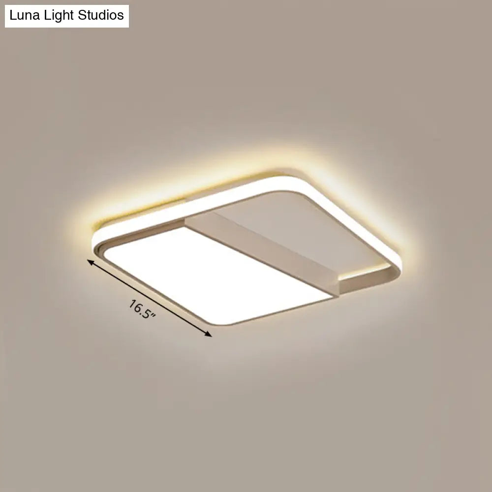 Modern Acrylic Led Box Ceiling Lamp In Warm/White Light - Remote Control Dimmable 16.5/19.5/23.5 W