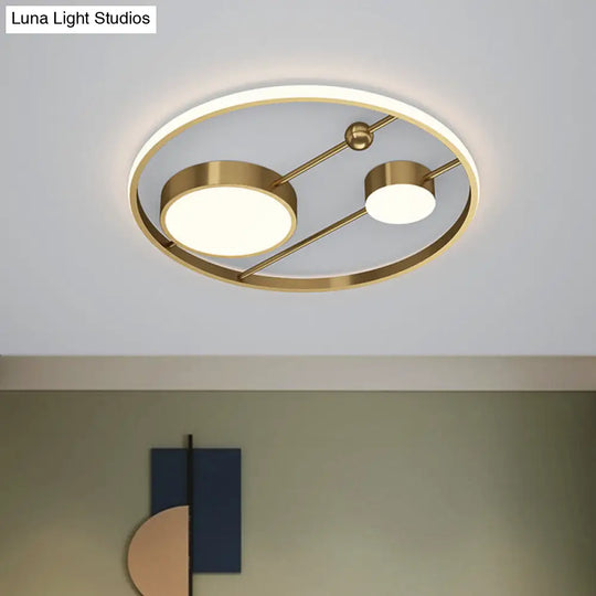 Modern Acrylic Led Brass Flush Mount Light Fixture For Bedroom - 16/19.5 W Rounded / 16