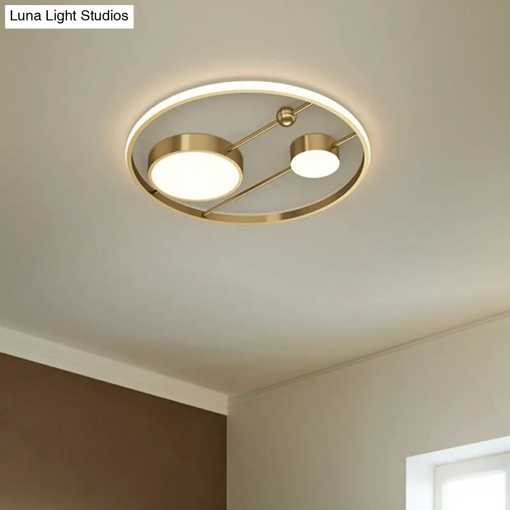 Modern Acrylic Led Brass Flush Mount Light Fixture For Bedroom - 16/19.5 W Rounded