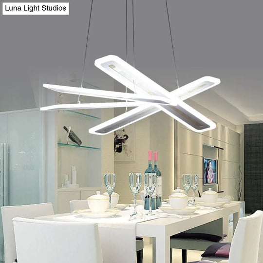 Contemporary Acrylic Rectangle Hanging Light White Led Ceiling Chandelier - Warm/White /