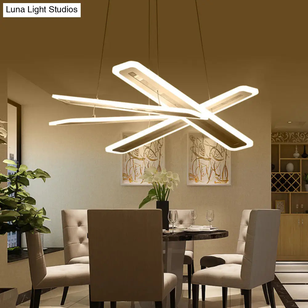 Modern Acrylic Led Ceiling Chandelier Rectangle Shape Warm/White Light