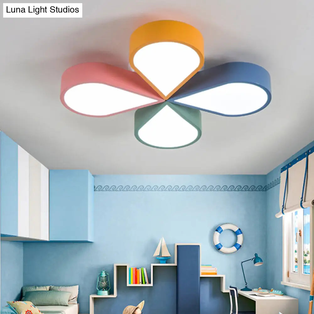 Modern Acrylic Led Ceiling Lamp: Flower/Windmill Design Flush Mount Lighting In Yellow-Green With