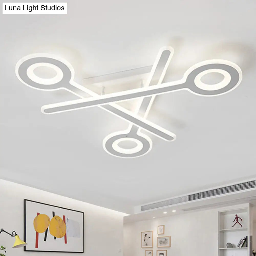 Modern Acrylic Led Ceiling Lamp - White Stacked Key Design For Kids Bedroom / Natural