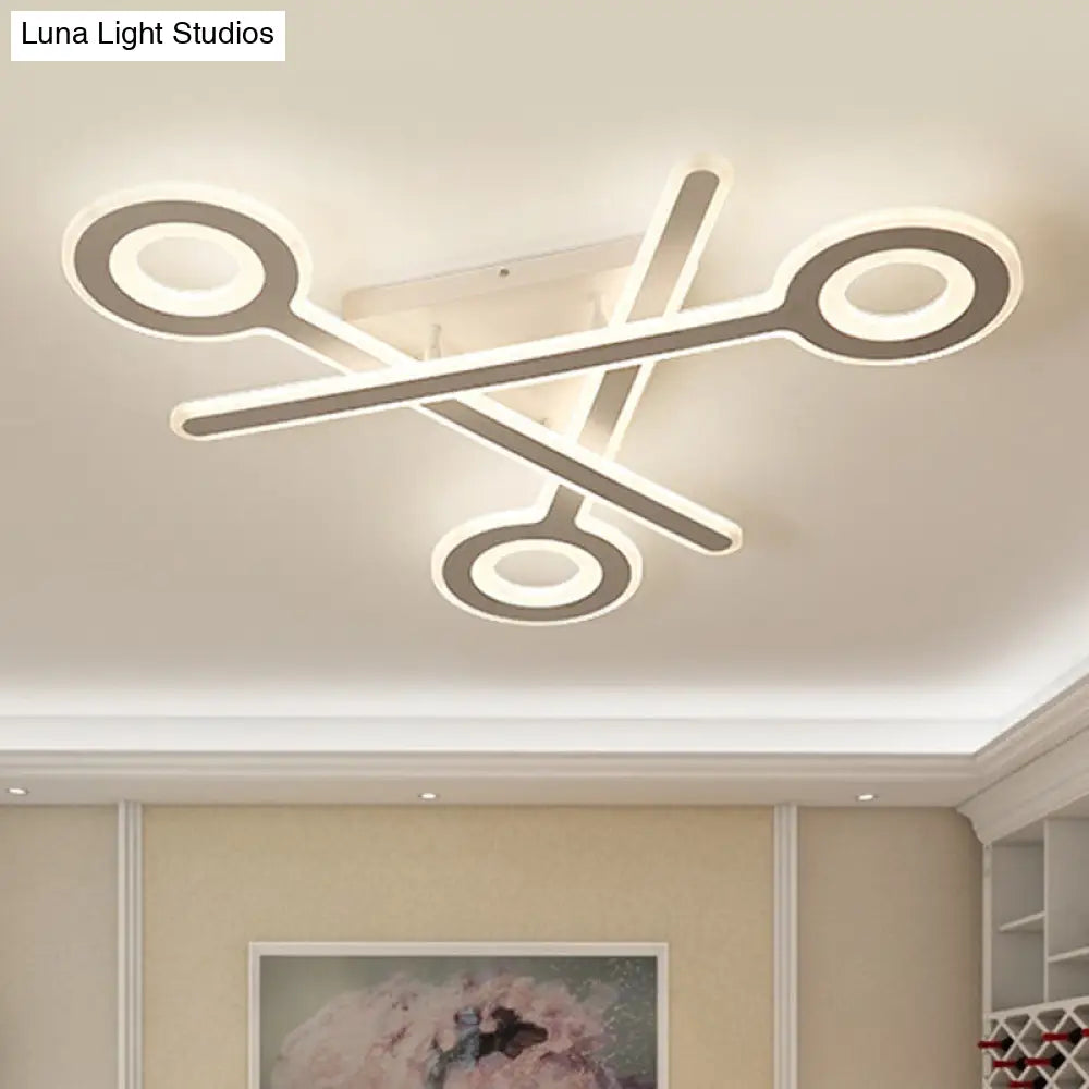 Modern Acrylic Led Ceiling Lamp - White Stacked Key Design For Kids Bedroom / Warm