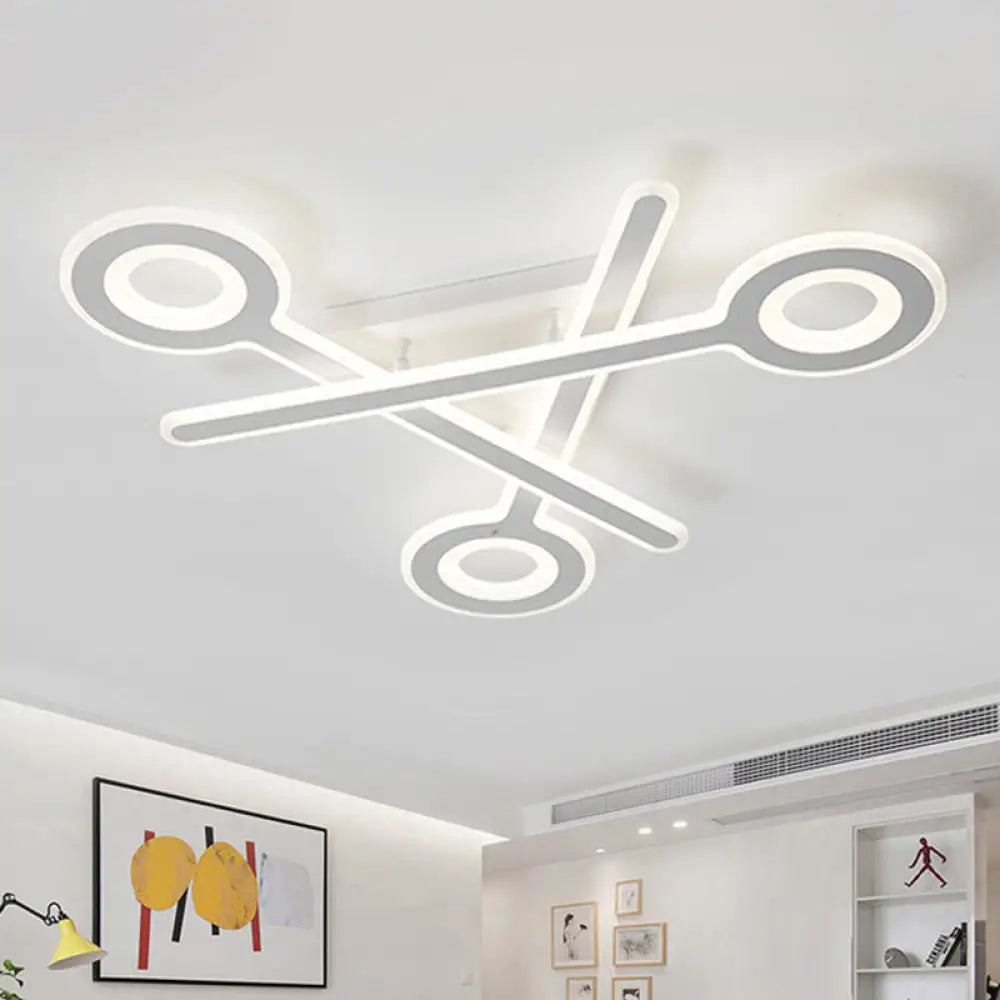 Modern Acrylic Led Ceiling Lamp - White Stacked Key Design For Kids’ Bedroom / Natural