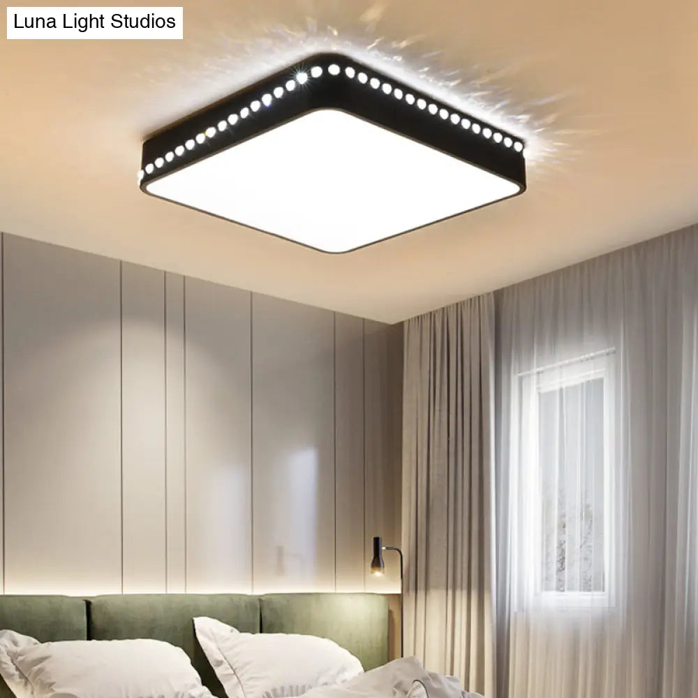 Modern Acrylic Led Ceiling Lamp With Crystal Accents - Available In Black White And Gold Finish