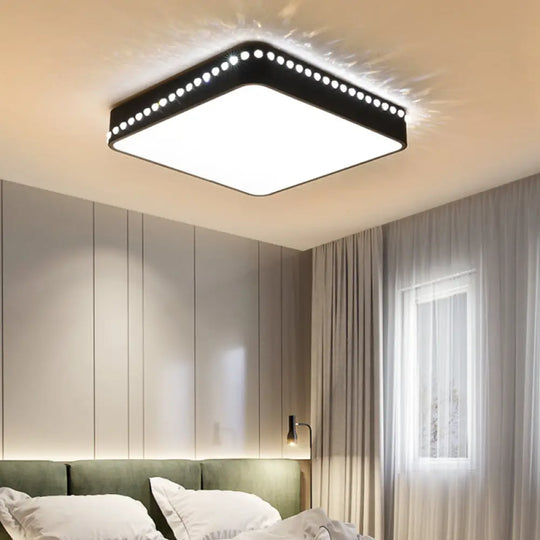 Modern Acrylic Led Ceiling Lamp With Crystal Accents - Available In Black White And Gold Finish