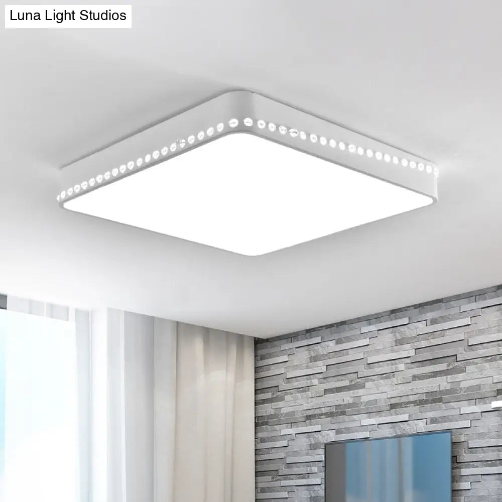 Modern Acrylic Led Ceiling Lamp With Crystal Accents - Available In Black White And Gold Finish