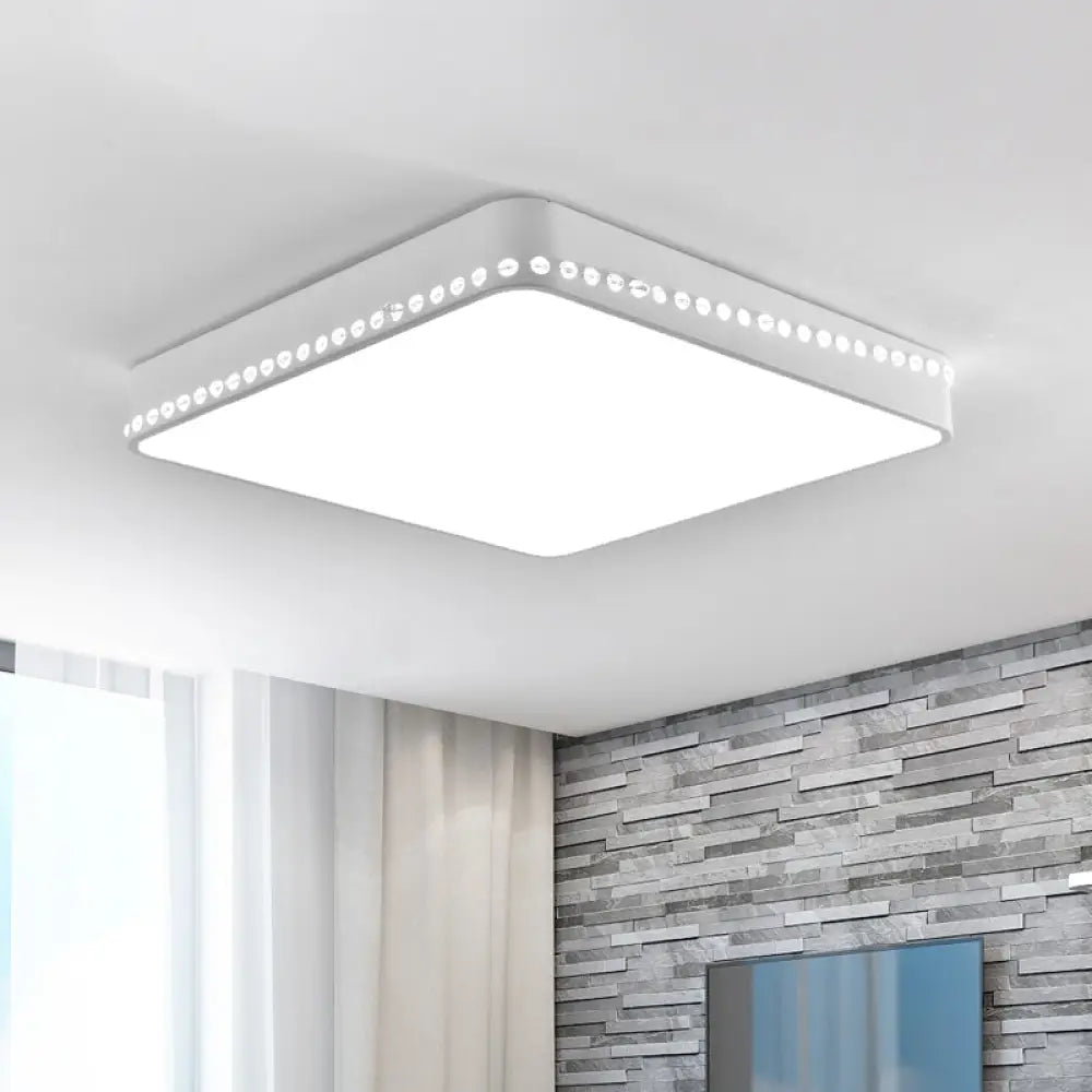 Modern Acrylic Led Ceiling Lamp With Crystal Accents - Available In Black White And Gold Finish