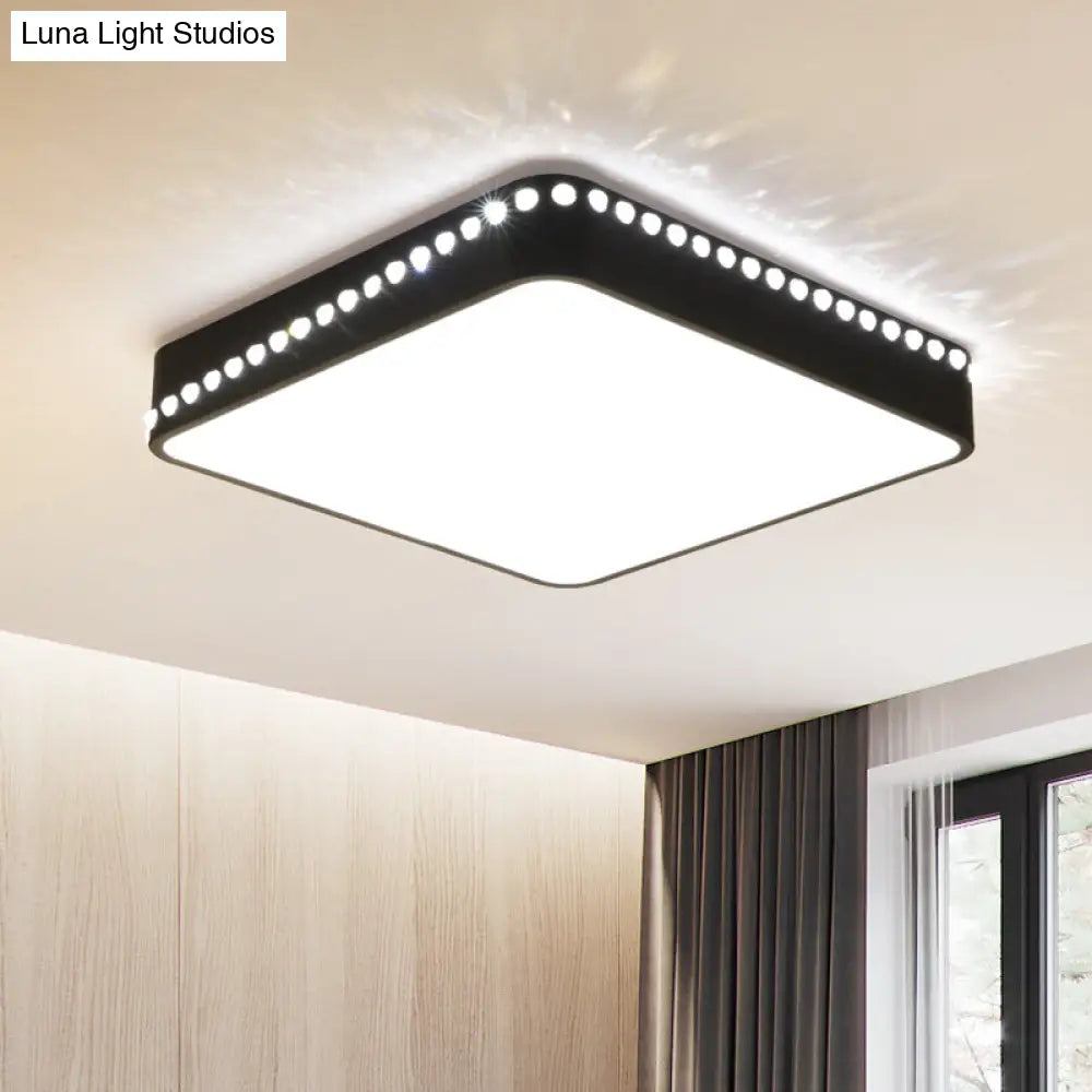 Modern Acrylic Led Ceiling Lamp With Crystal Accents - Available In Black White And Gold Finish