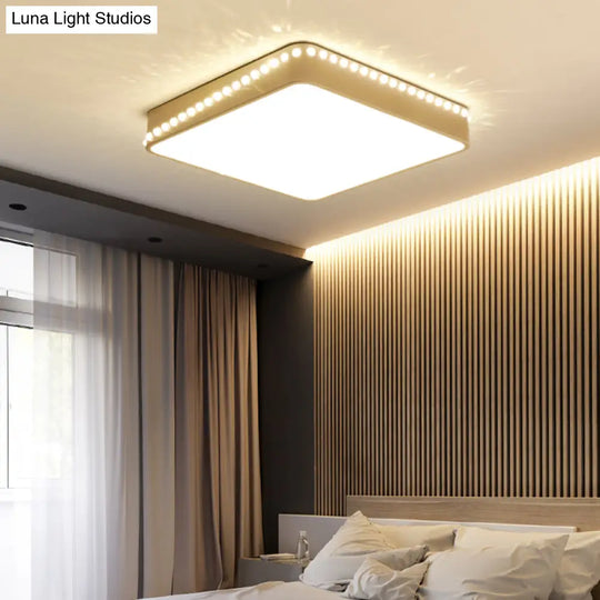 Modern Acrylic Led Ceiling Lamp With Crystal Accents - Available In Black White And Gold Finish