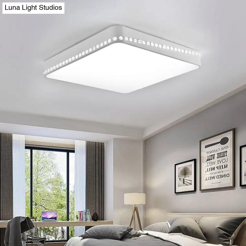 Modern Acrylic Led Ceiling Lamp With Crystal Accents - Available In Black White And Gold Finish