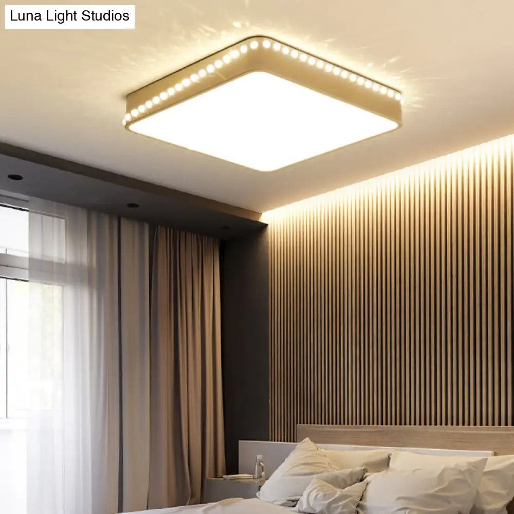 Modern Acrylic Led Ceiling Lamp With Crystal Accents - Available In Black White And Gold Finish