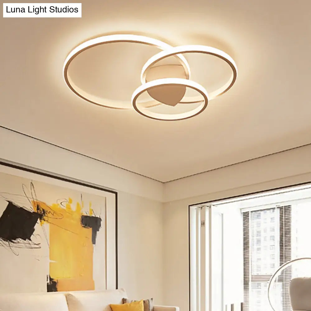 Modern Acrylic Led Ceiling Light - 3-Ring Design Flush Mount Warm/White/Natural Bedroom White / Warm