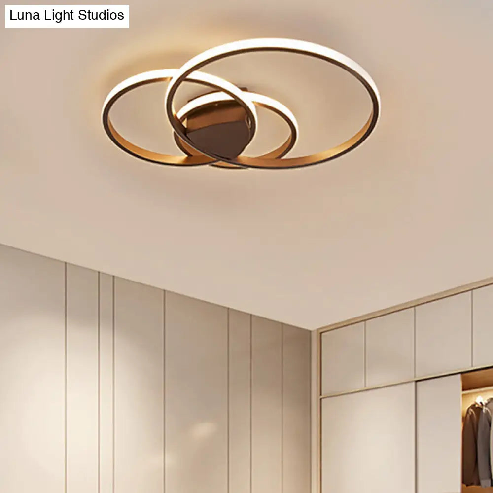 Modern Acrylic Led Ceiling Light - 3-Ring Design Flush Mount Warm/White/Natural Bedroom Coffee /