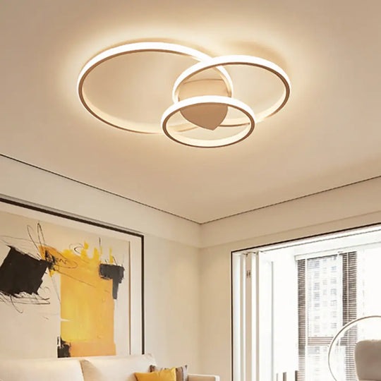Modern Acrylic Led Ceiling Light - 3-Ring Design Flush Mount Warm/White/Natural Bedroom White / Warm