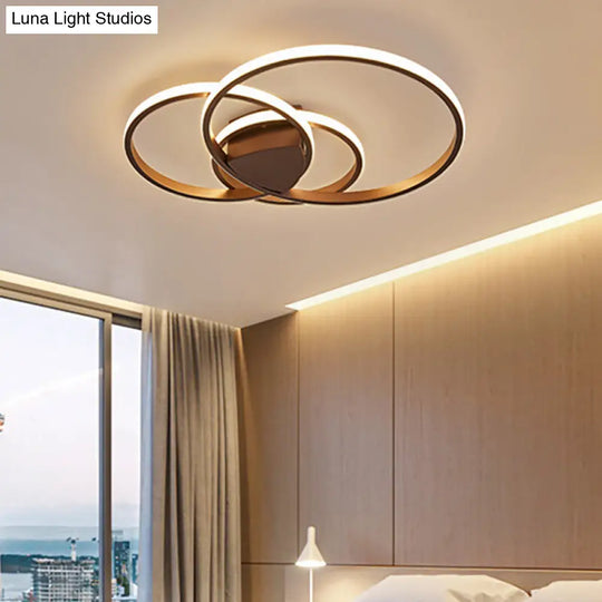 Modern Acrylic Led Ceiling Light - 3-Ring Design Flush Mount Warm/White/Natural Bedroom