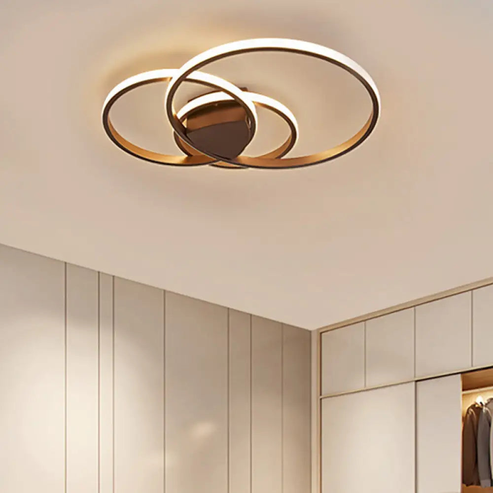 Modern Acrylic Led Ceiling Light - 3-Ring Design Flush Mount Warm/White/Natural Bedroom Coffee /