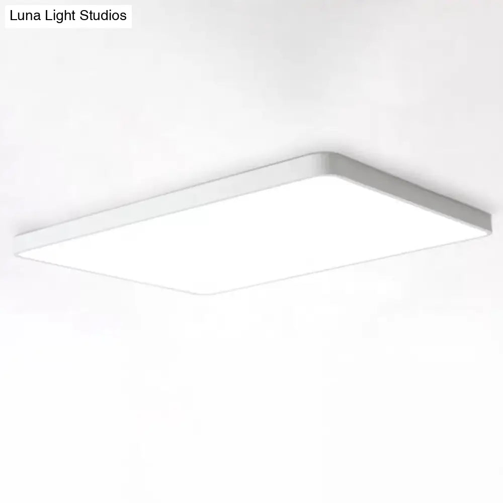 Modern Acrylic Led Ceiling Light Fixture For Living Room - Rectangular Flush Macaron Design White /