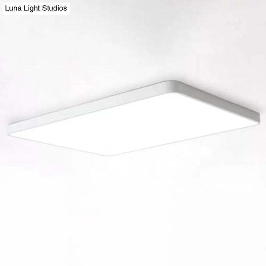 Modern Acrylic Led Ceiling Light Fixture For Living Room - Rectangular Flush Macaron Design White /