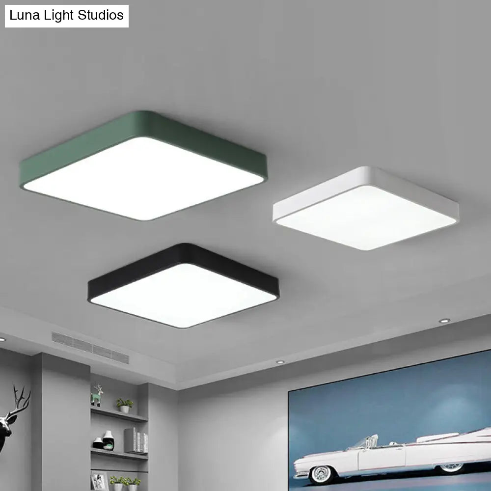 Modern Acrylic Led Ceiling Light Fixture For Living Room - Rectangular Flush Macaron Design