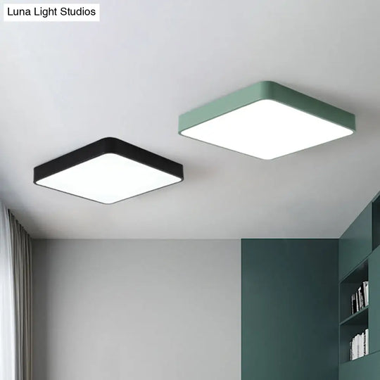 Modern Acrylic Led Ceiling Light Fixture For Living Room - Rectangular Flush Macaron Design Black /