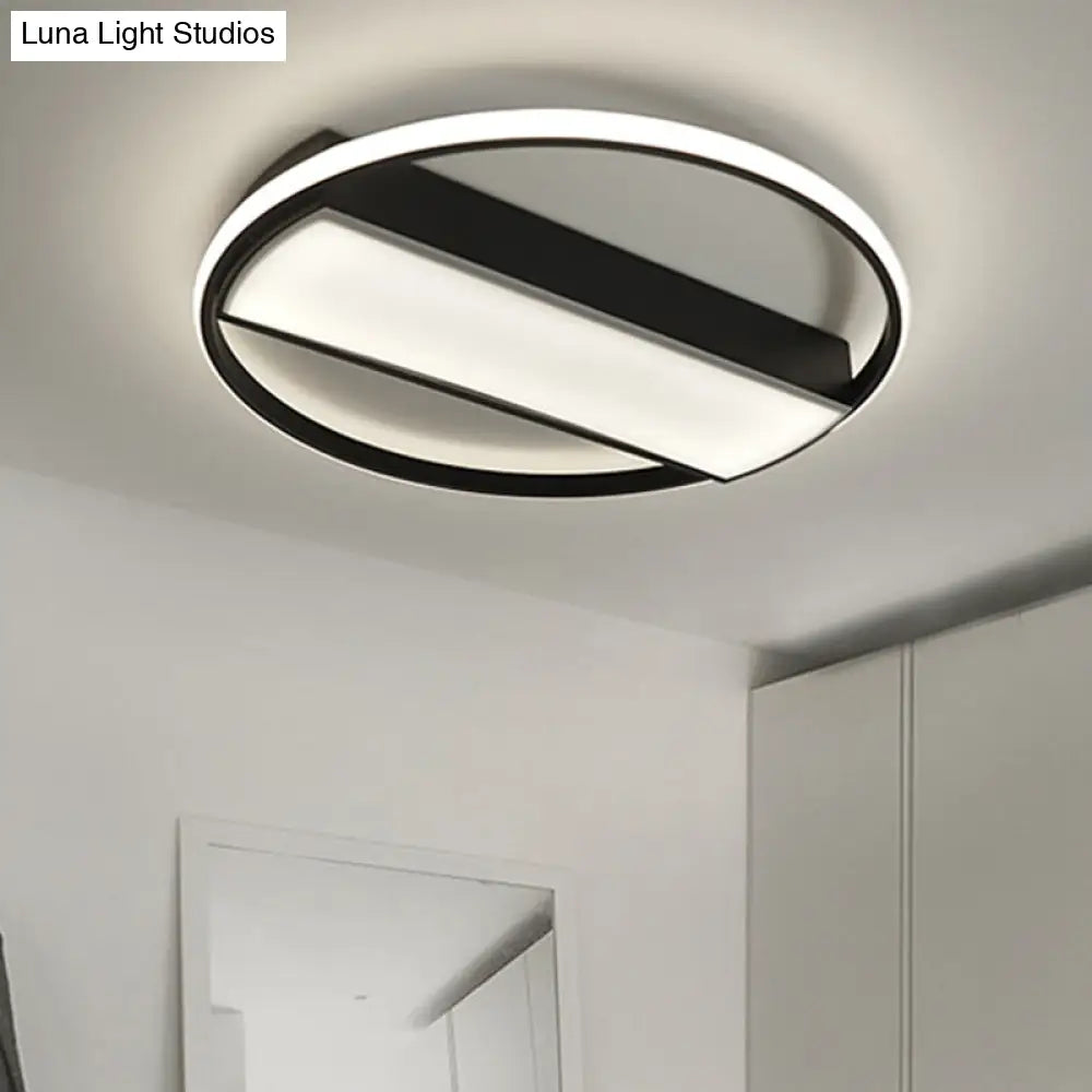 Modern Acrylic Led Ceiling Light For Stairway - Rectangle Flush Mount In Black Or White 16-24 Wide