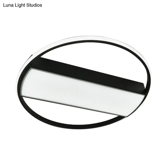 Modern Acrylic Led Ceiling Light For Stairway - Rectangle Flush Mount In Black Or White 16-24 Wide