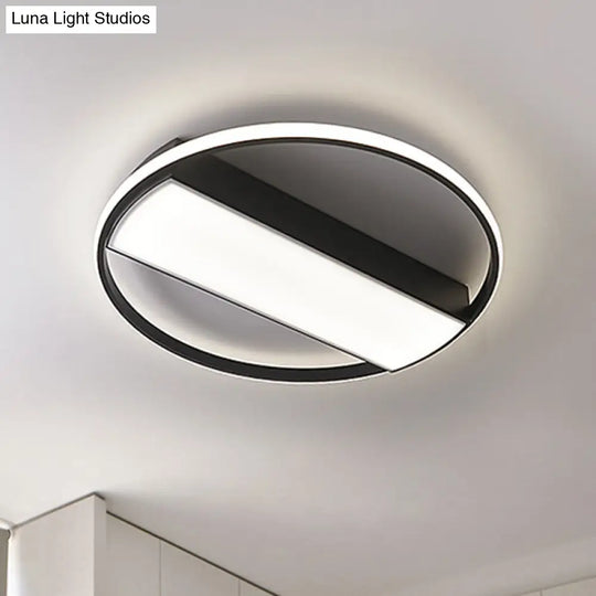 Modern Acrylic Led Ceiling Light For Stairway - Rectangle Flush Mount In Black Or White 16-24 Wide /