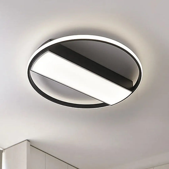 Modern Acrylic Led Ceiling Light For Stairway - Rectangle Flush Mount In Black Or White 16-24’