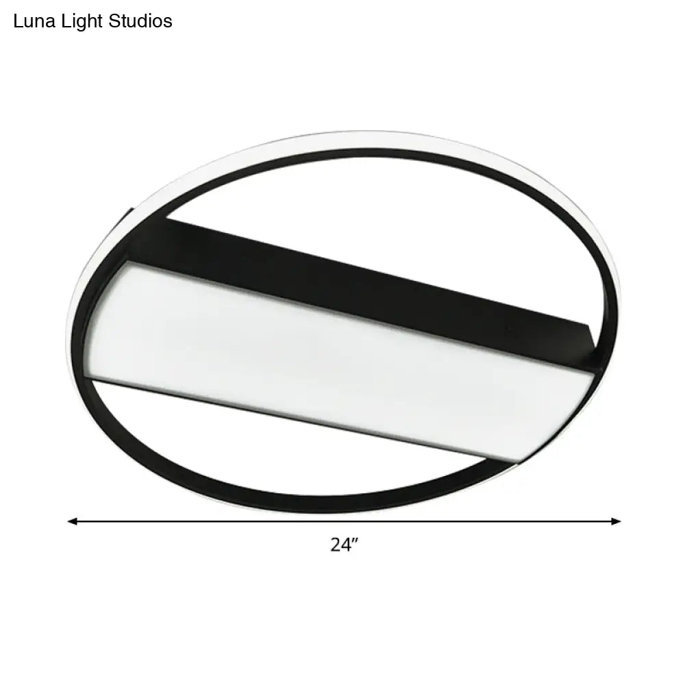 Modern Acrylic Led Ceiling Light For Stairway - Rectangle Flush Mount In Black Or White 16-24’ Wide