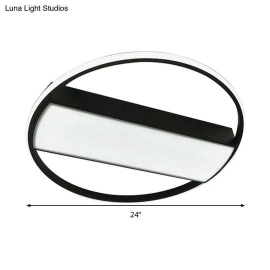 Modern Acrylic Led Ceiling Light For Stairway - Rectangle Flush Mount In Black Or White 16-24’ Wide