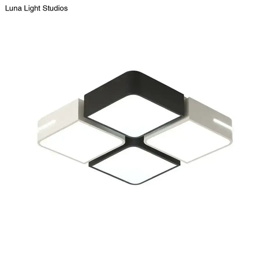 Modern Acrylic Led Ceiling Light In Black & White - Square/Rectangle Flush Mount With White/3 Color