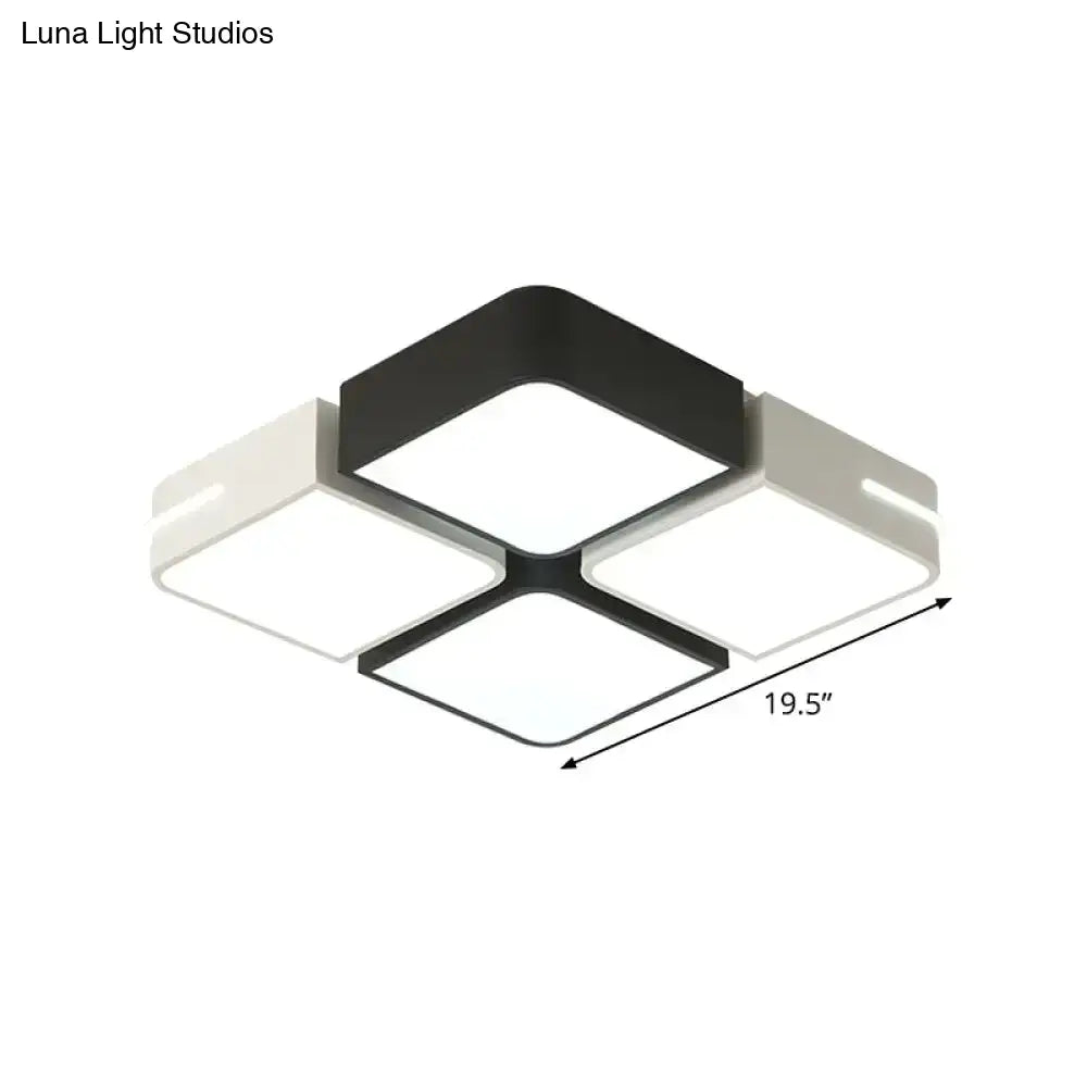 Modern Acrylic Led Ceiling Light In Black & White - Square/Rectangle Flush Mount With White/3 Color