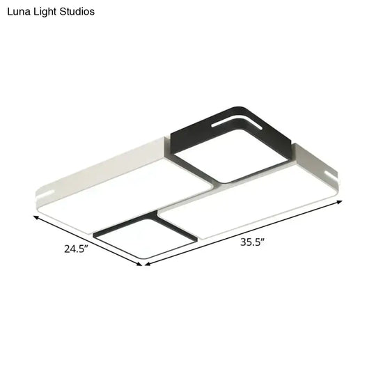 Modern Acrylic Led Ceiling Light In Black & White - Square/Rectangle Flush Mount With White/3 Color