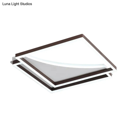 Modern Acrylic Led Ceiling Light In Coffee Brown Flush Mount Lamp With Overlapping Design